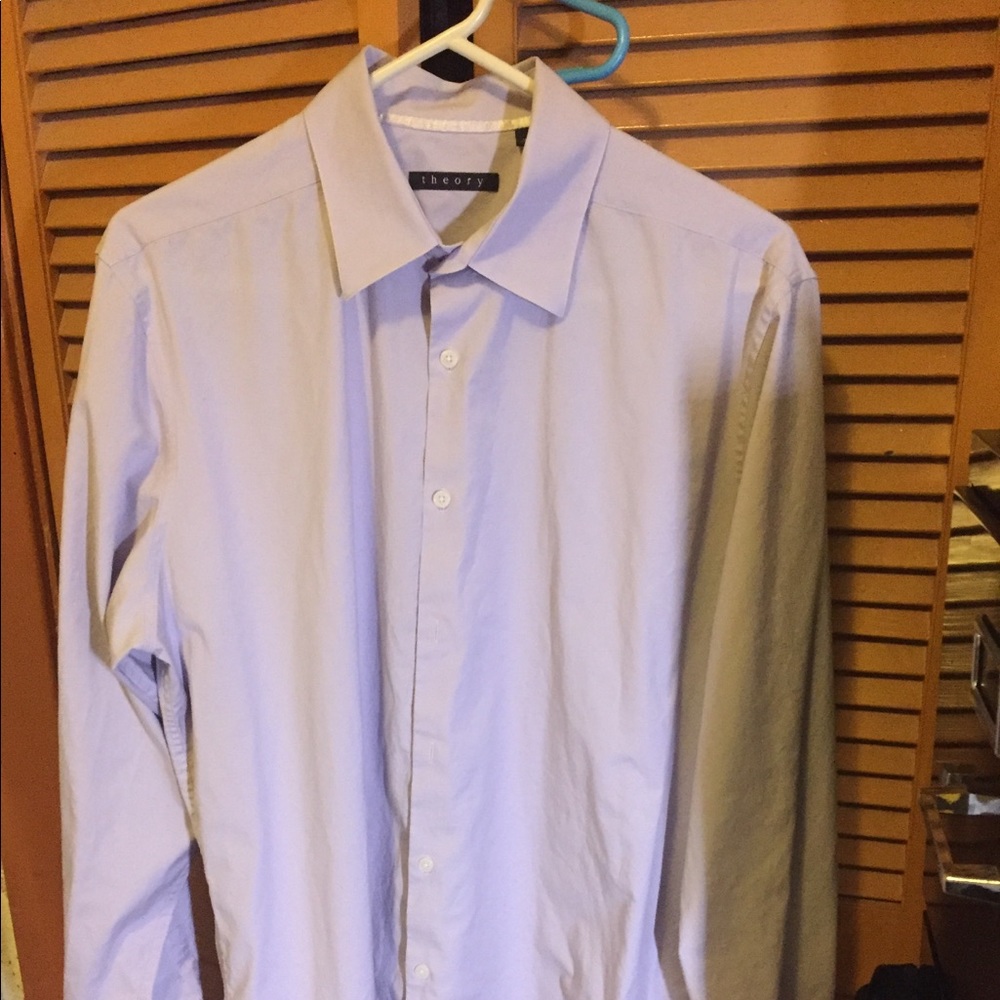 Theory Men Dress Shirt Size 17L 33/34 light purple
